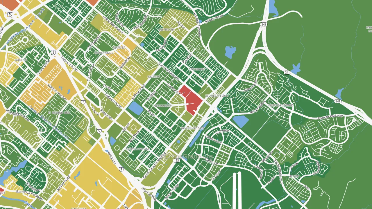 Woodbury, Irvine, CA Map of Assault Rates