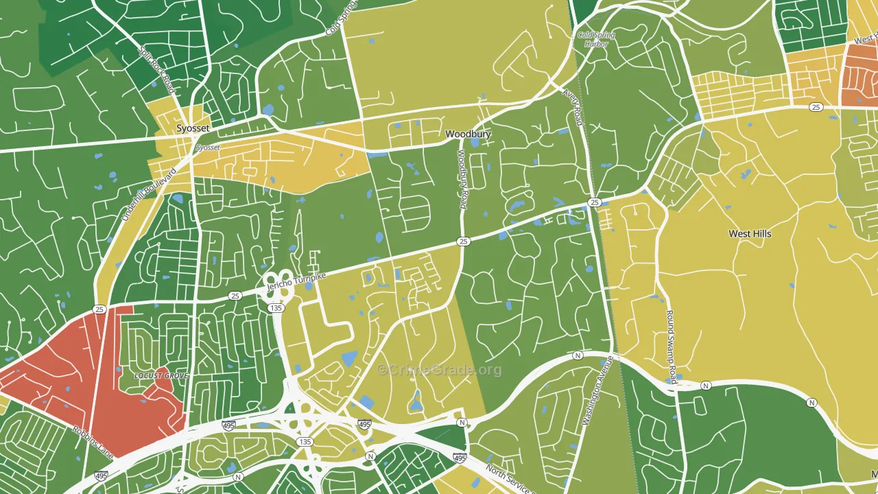 Woodbury, NY Map of Assault Rates