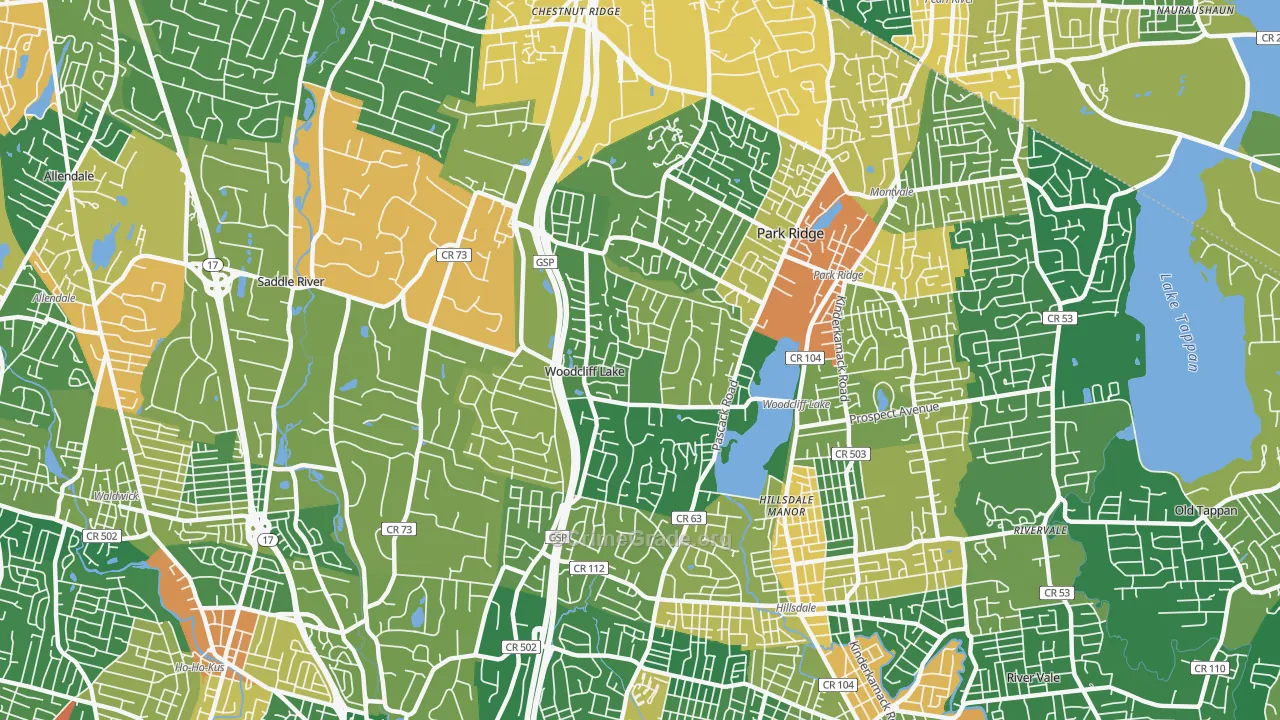 Woodcliff Lake, NJ Map of Assault Rates