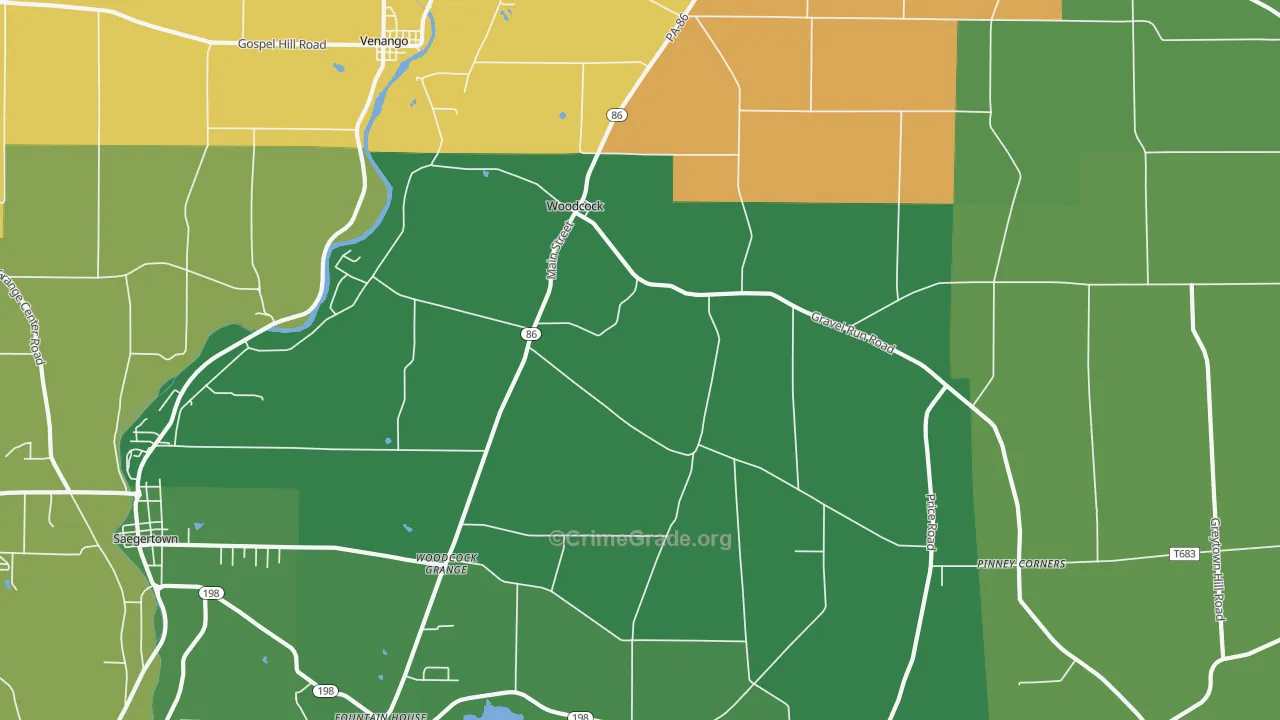 Woodcock, PA Map of Assault Rates