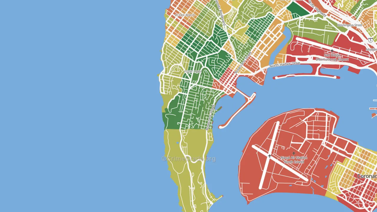 Wooded Area, San Diego, CA Map of Assault Rates