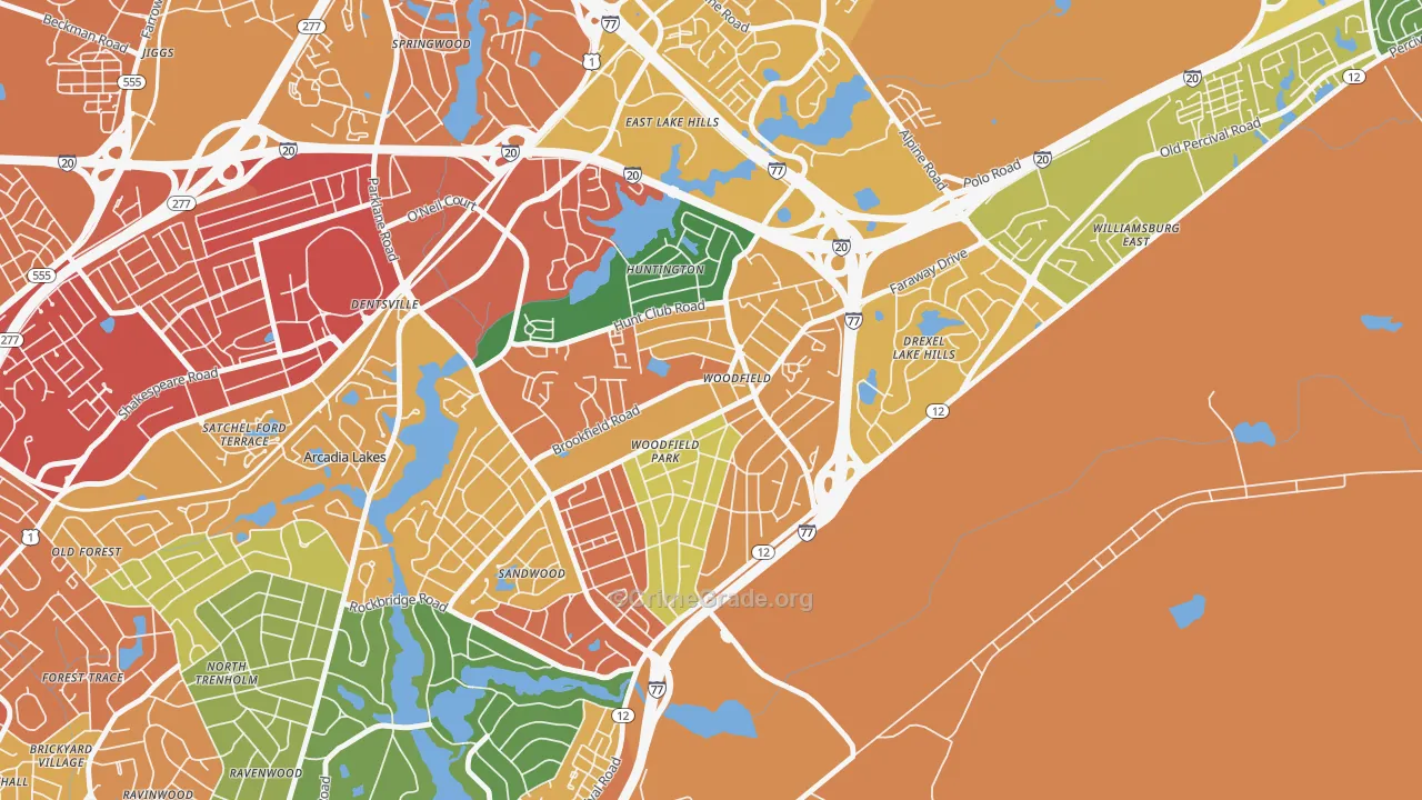 Woodfield, SC Map of Assault Rates