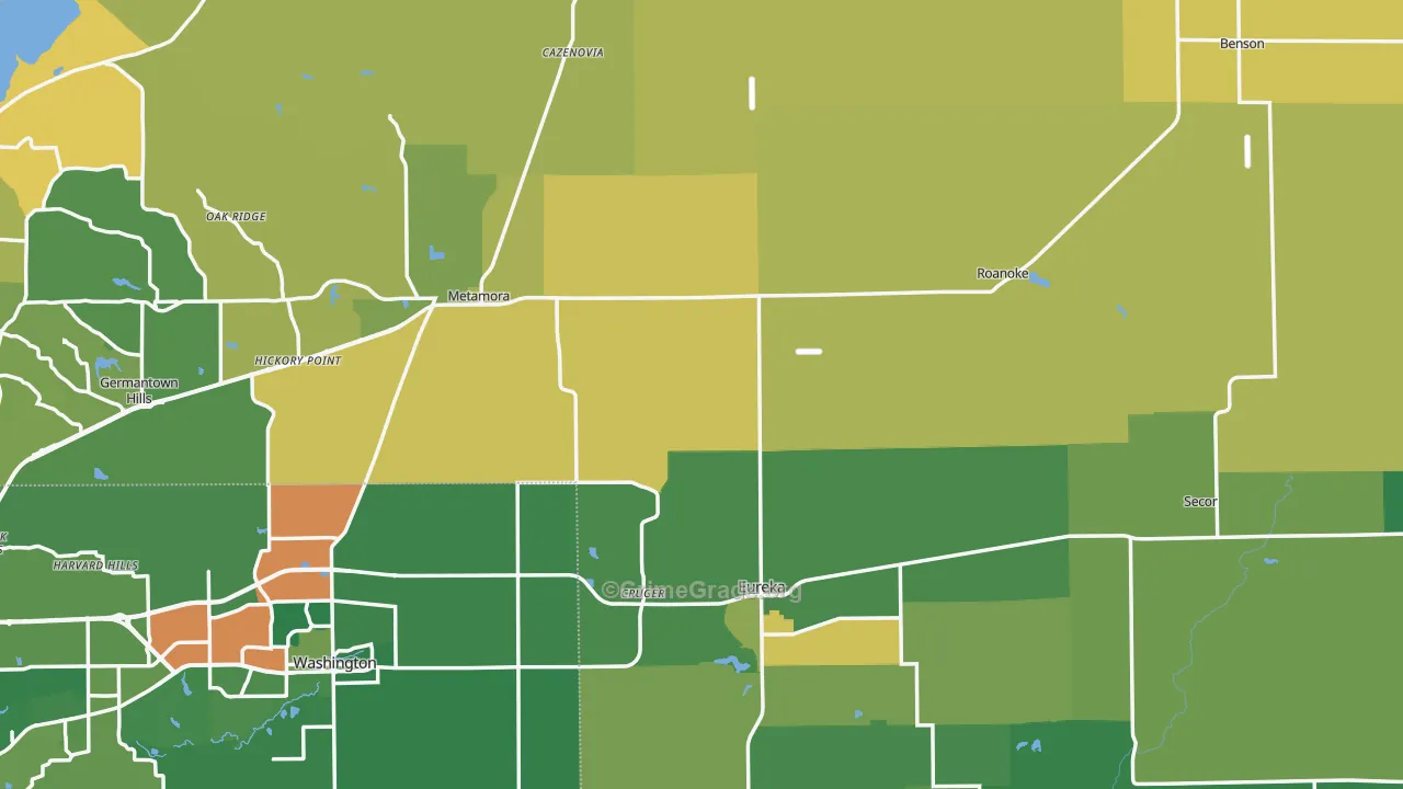 Woodford County, IL Map of Assault Rates