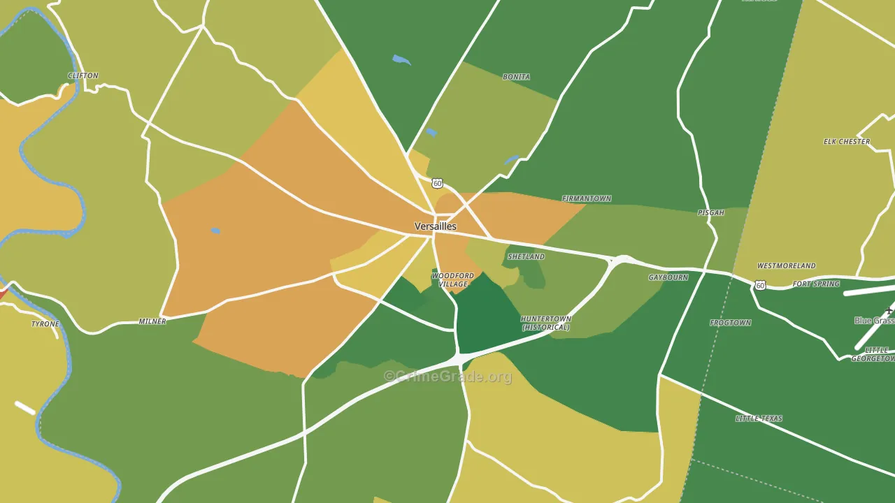 Woodford County, KY Map of Assault Rates