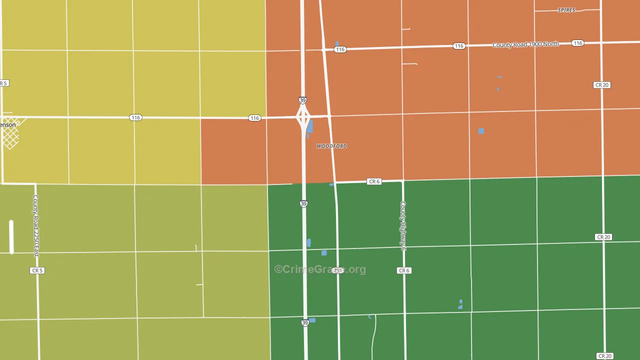 Woodford, IL Map of Assault Rates