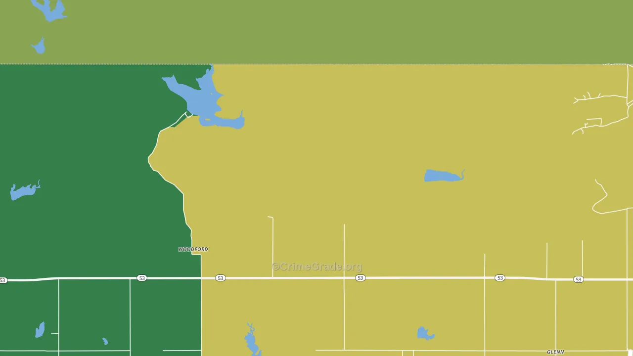 Woodford, OK Map of Assault Rates