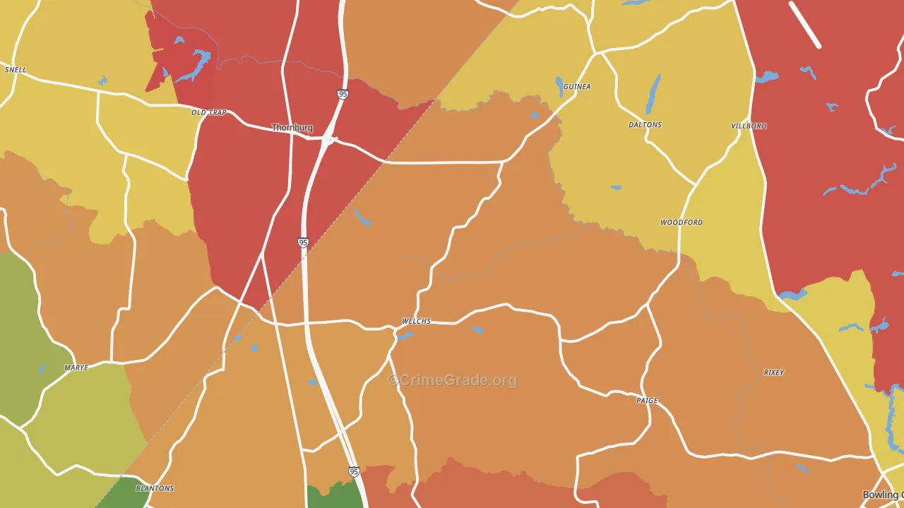 Woodford, VA Map of Assault Rates