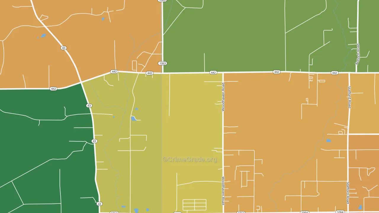 Woodhaven, LA Map of Assault Rates