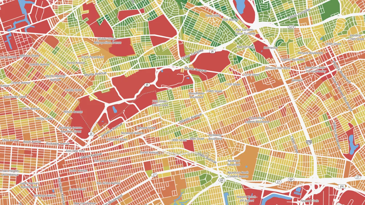 Woodhaven, Queens, NY Map of Assault Rates