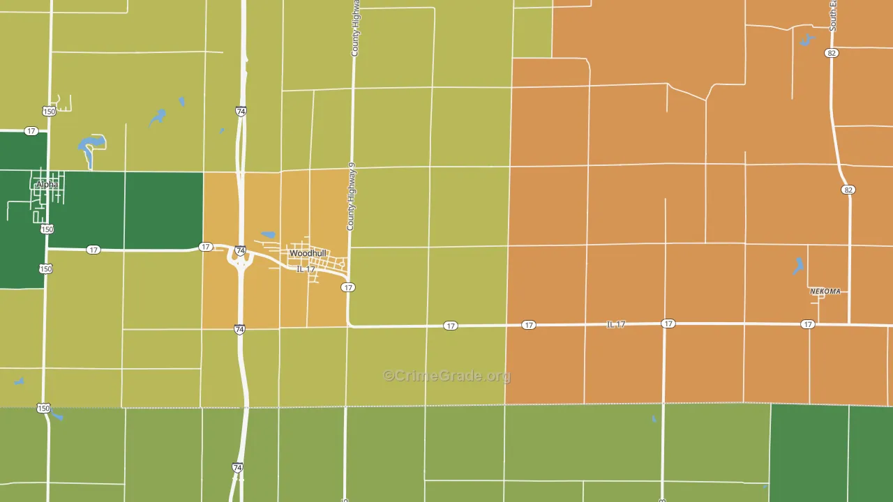 Woodhull, IL Map of Assault Rates