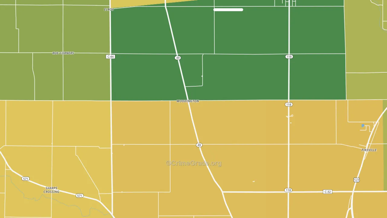Woodington, OH Map of Assault Rates