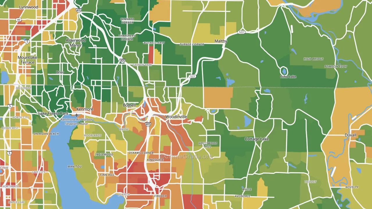 Woodinville, WA Map of Assault Rates