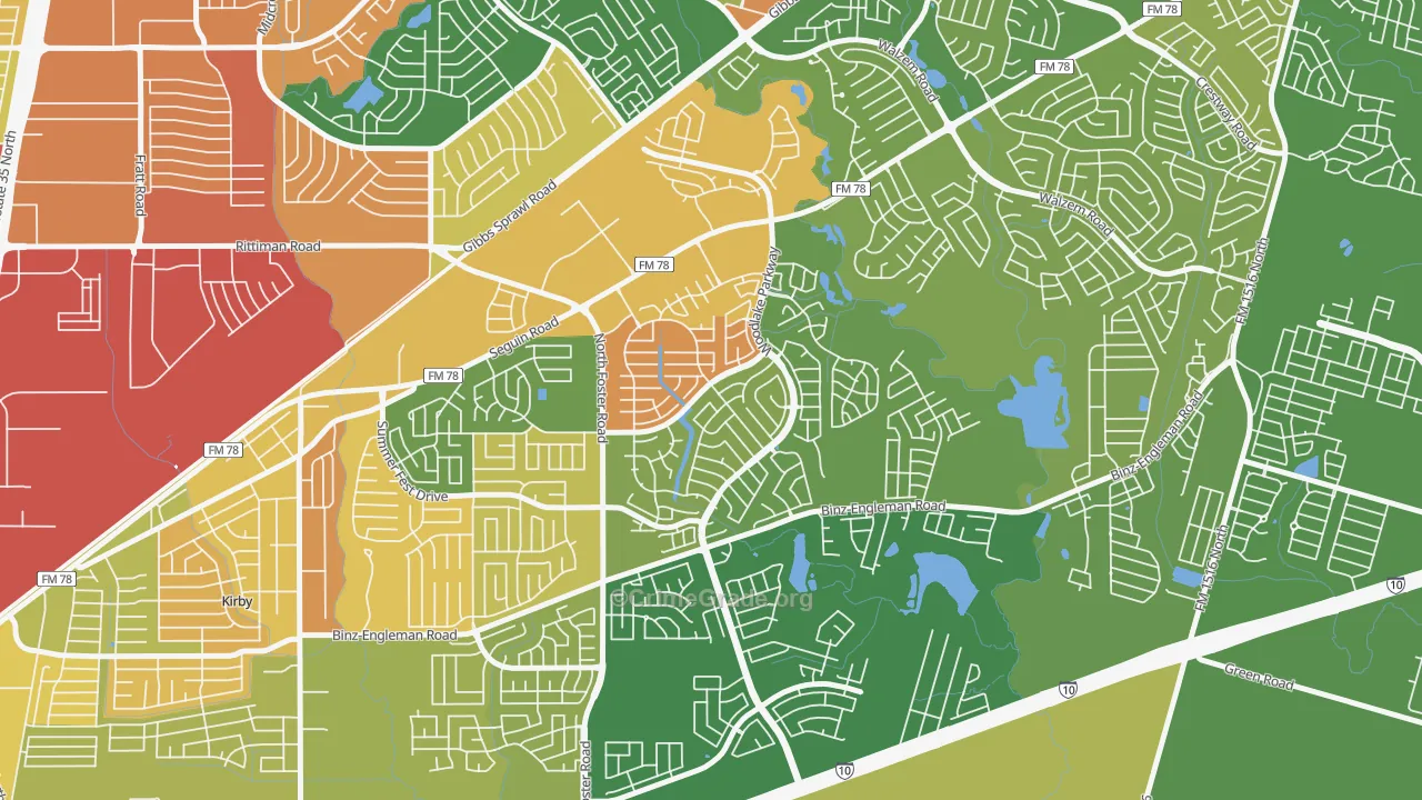 Woodlake, San Antonio, TX Map of Assault Rates