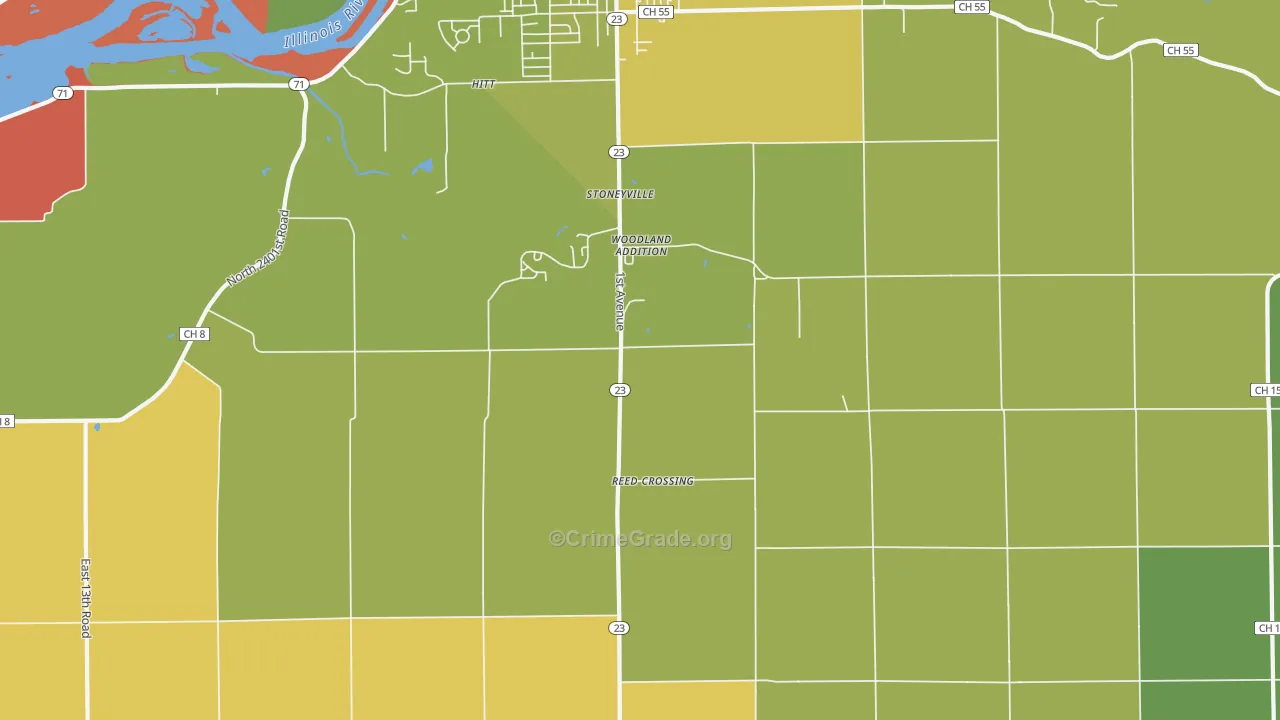 Woodland Addition, IL Map of Assault Rates
