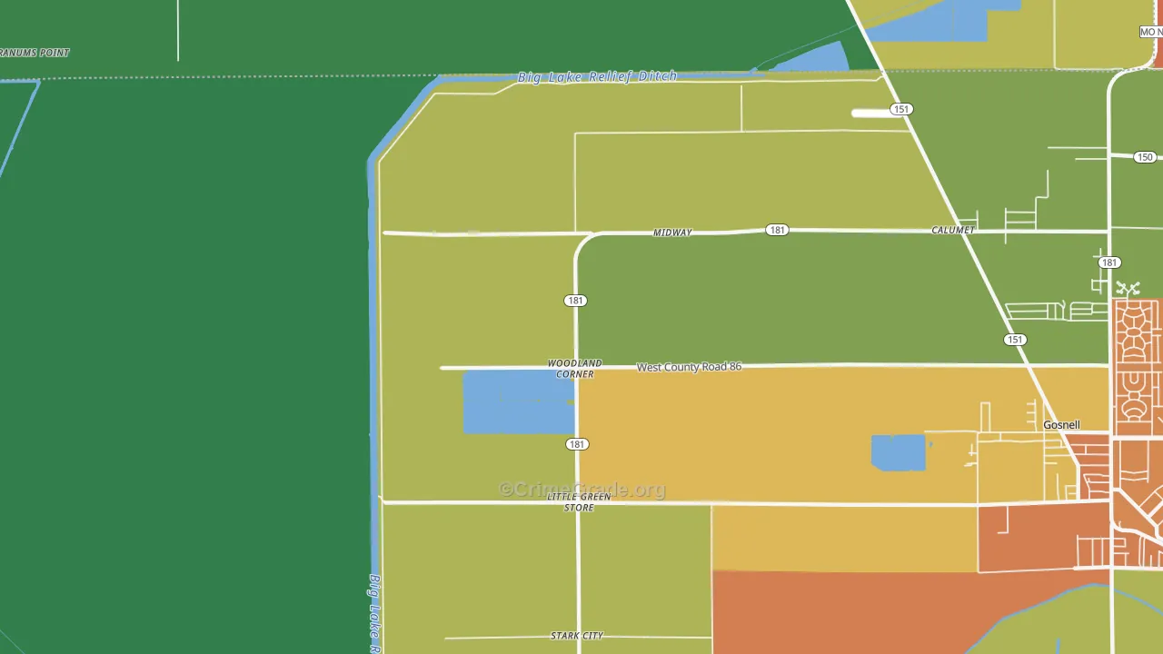 Woodland Corner, AR Map of Assault Rates