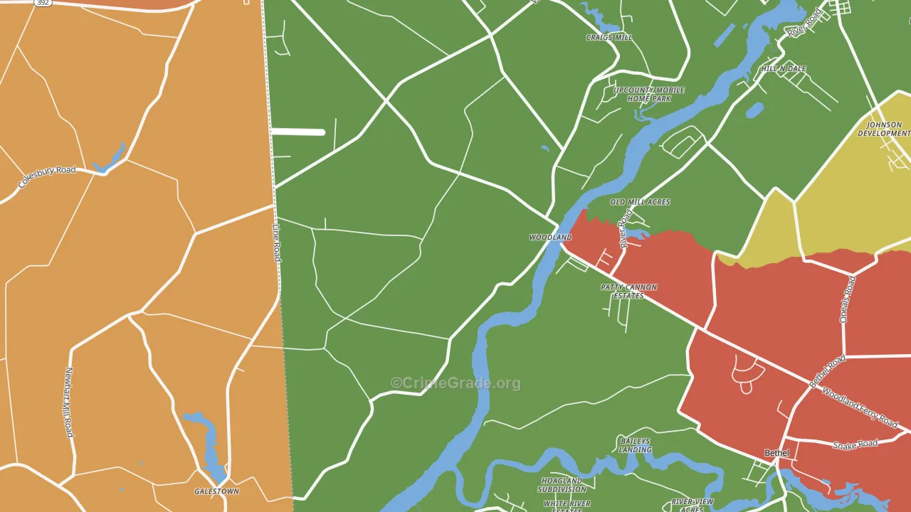 Woodland, DE Map of Assault Rates