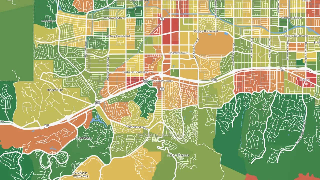 Woodland Hills, CA Map of Assault Rates