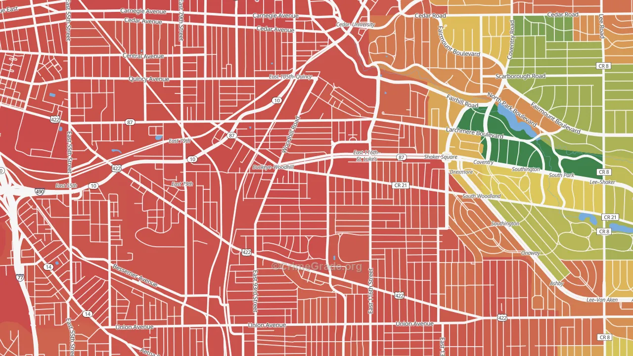 Woodland Hills, Cleveland, OH Map of Assault Rates
