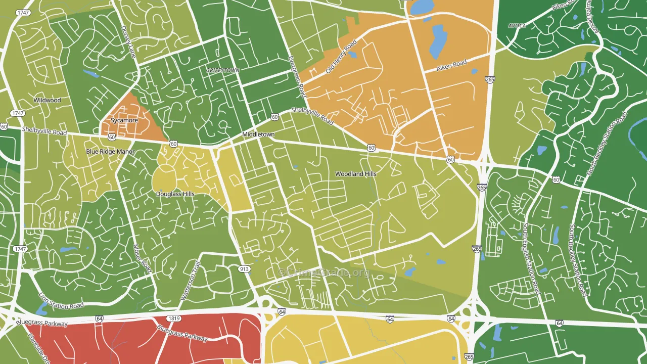 Woodland Hills, KY Map of Assault Rates