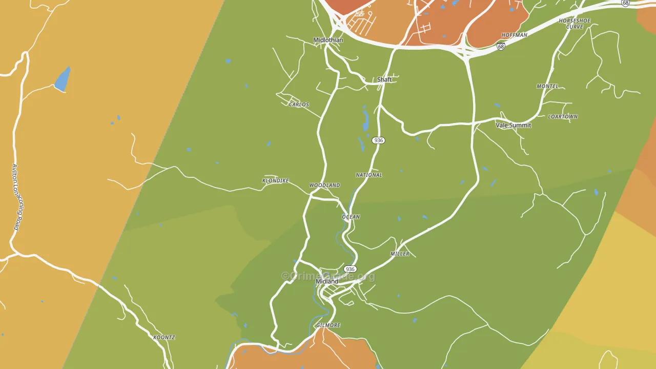 Woodland, MD Map of Assault Rates