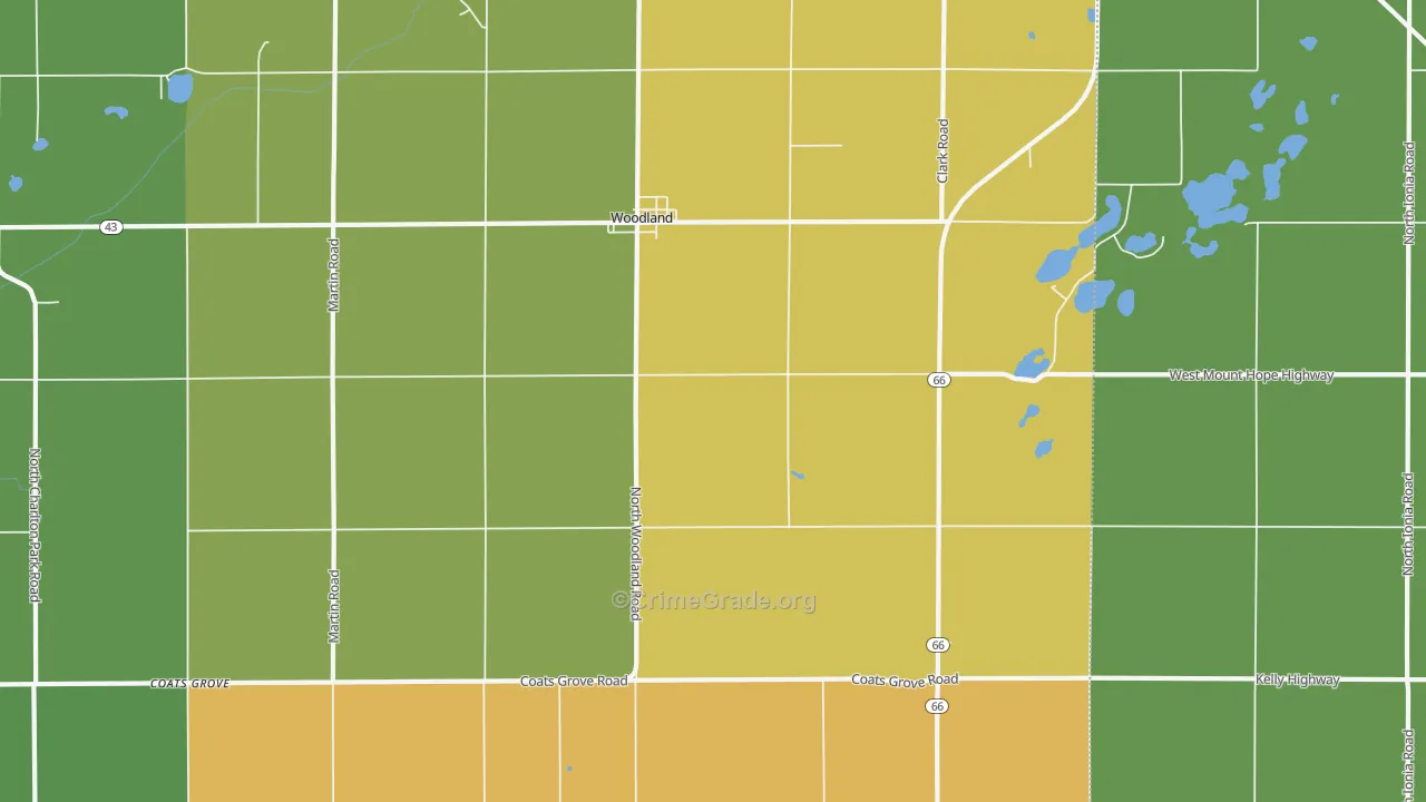 Woodland, MI Map of Assault Rates