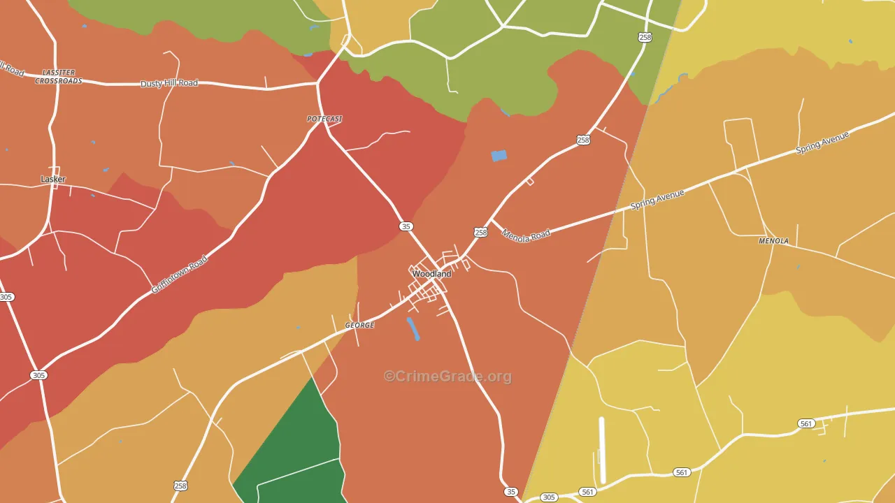 Woodland, NC Map of Assault Rates
