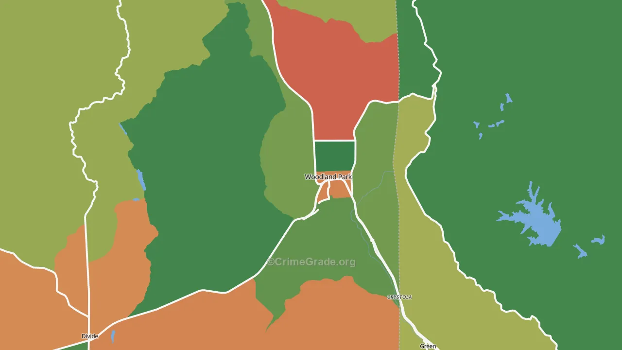 Woodland Park, CO Map of Assault Rates
