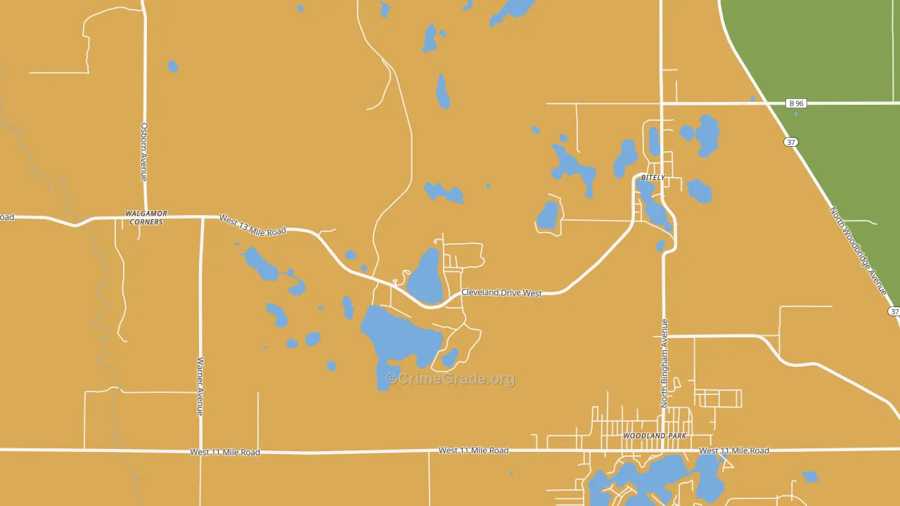 Woodland Park, MI Map of Assault Rates