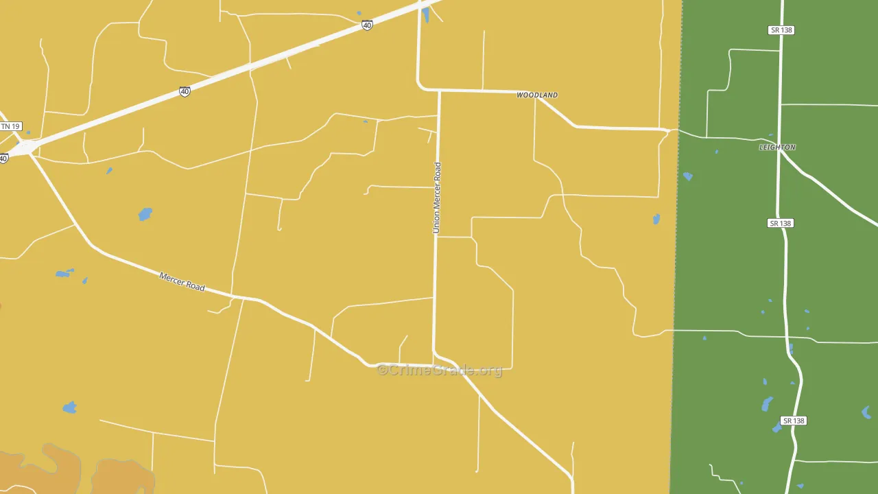 Woodland, TN Map of Assault Rates