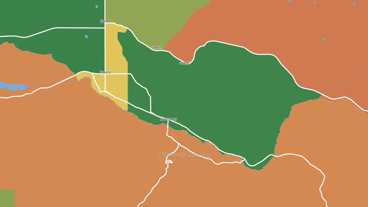 Woodland, UT Map of Assault Rates