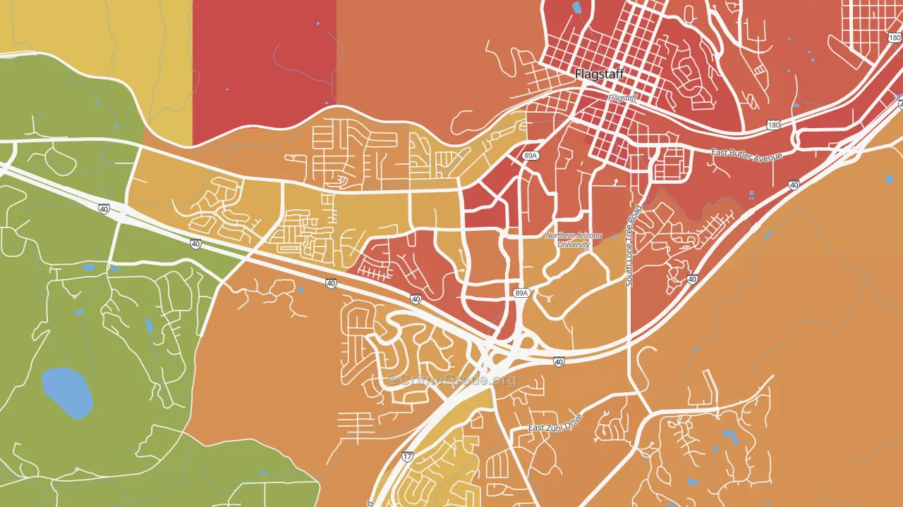Woodlands Village, Flagstaff, AZ Map of Assault Rates