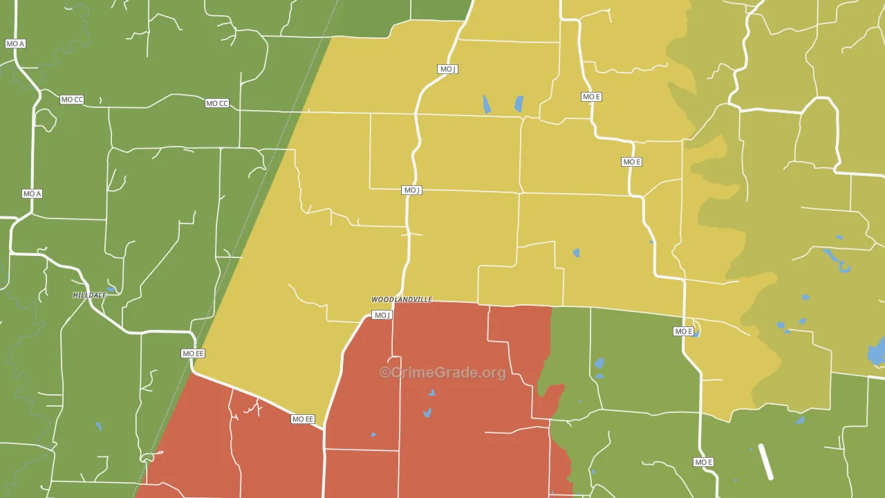 Woodlandville, MO Map of Assault Rates