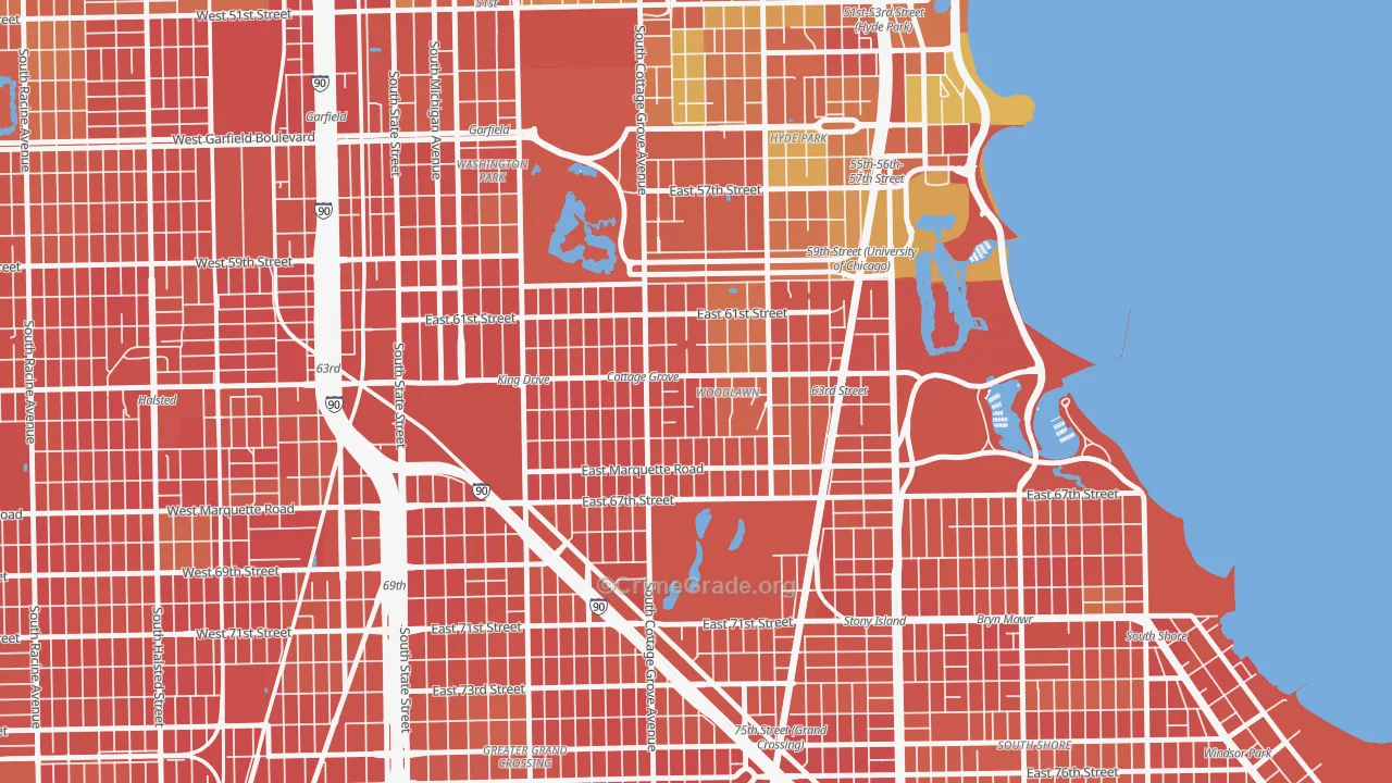 Woodlawn, Chicago, IL Map of Assault Rates