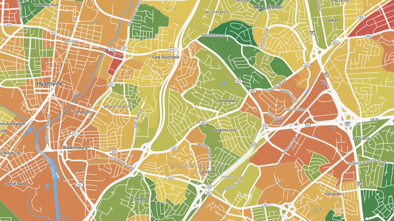 Woodlawn Hayattsville, Hyattsville, MD Map of Assault Rates