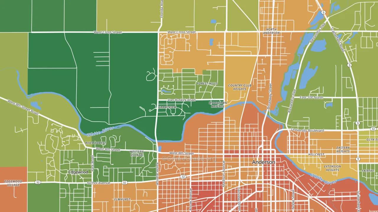 Woodlawn Heights, IN Map of Assault Rates