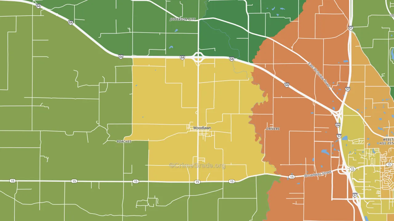 Woodlawn, IL Map of Assault Rates