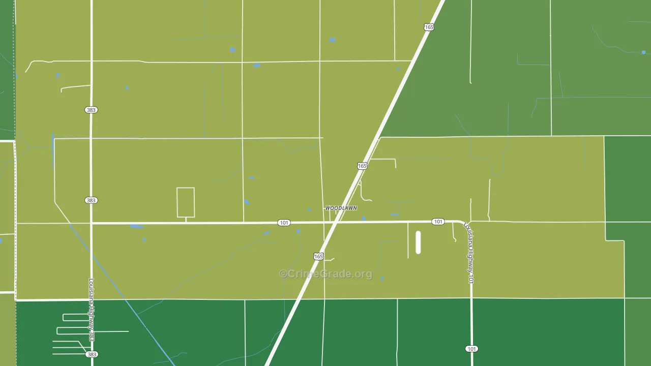 Woodlawn, LA Map of Assault Rates