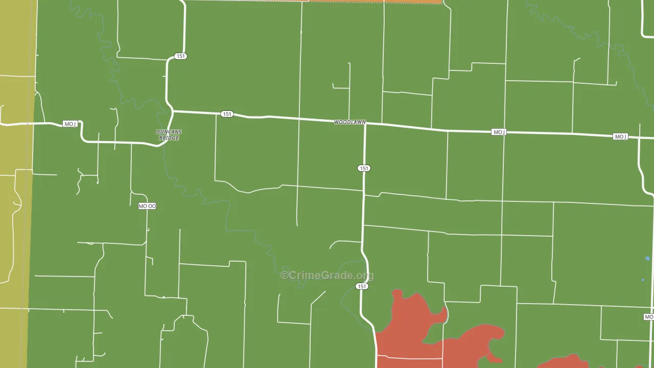 Woodlawn, MO Map of Assault Rates