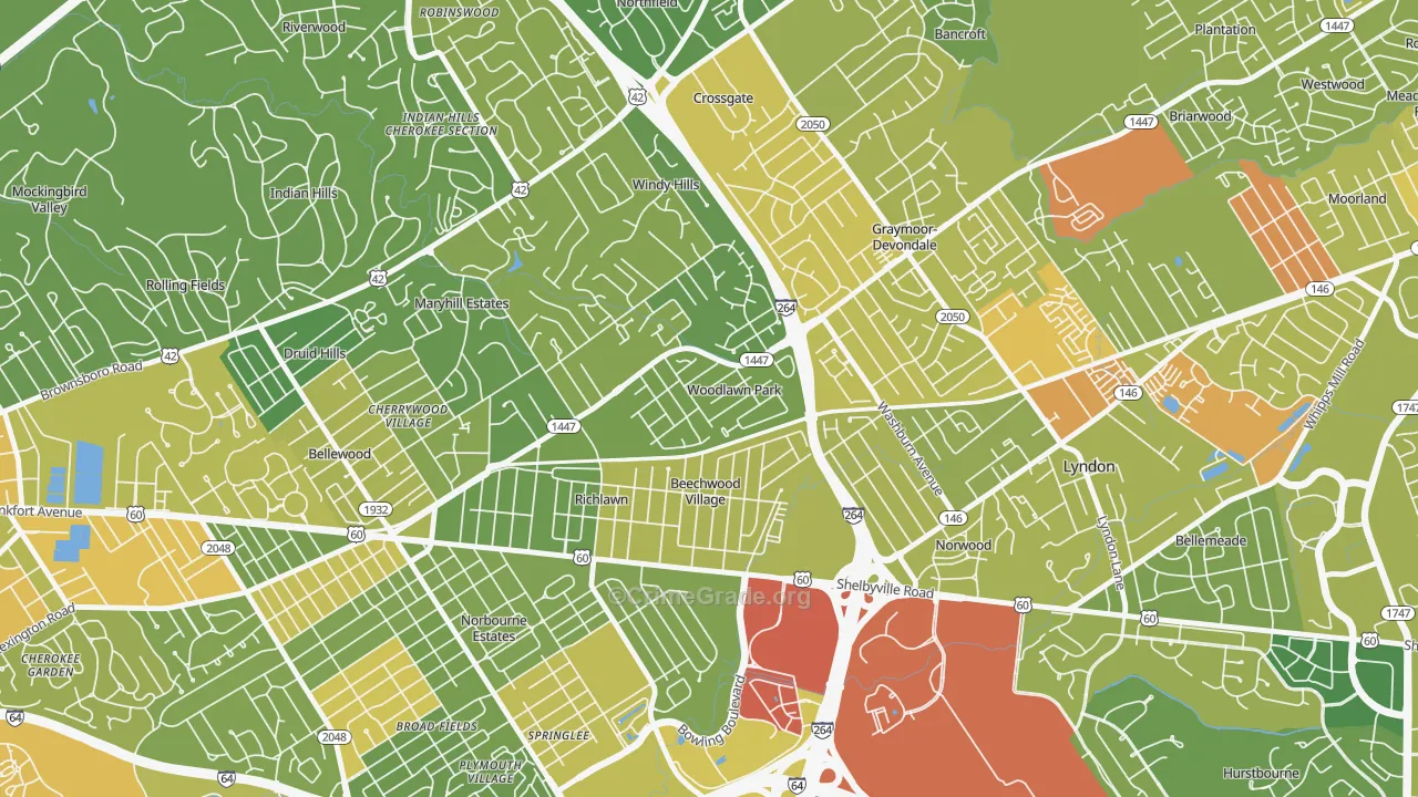 Woodlawn Park, KY Map of Assault Rates