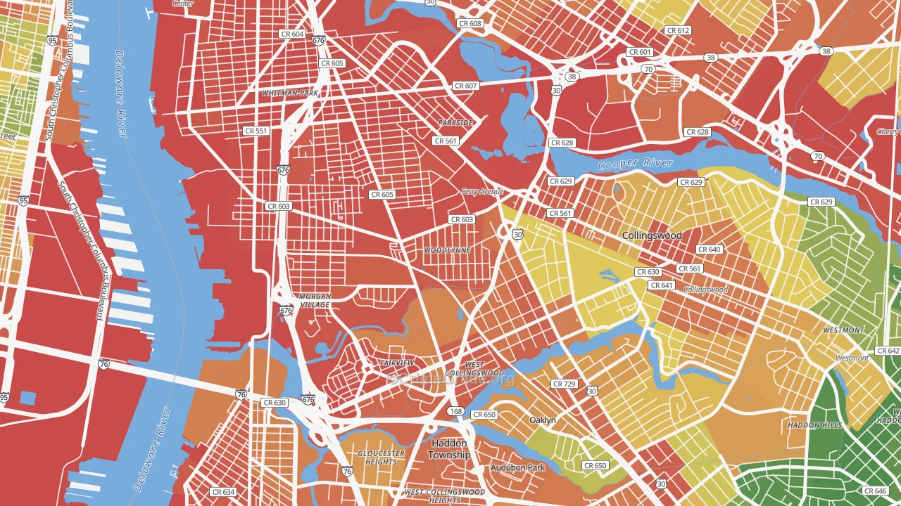 Woodlynne, NJ Map of Assault Rates