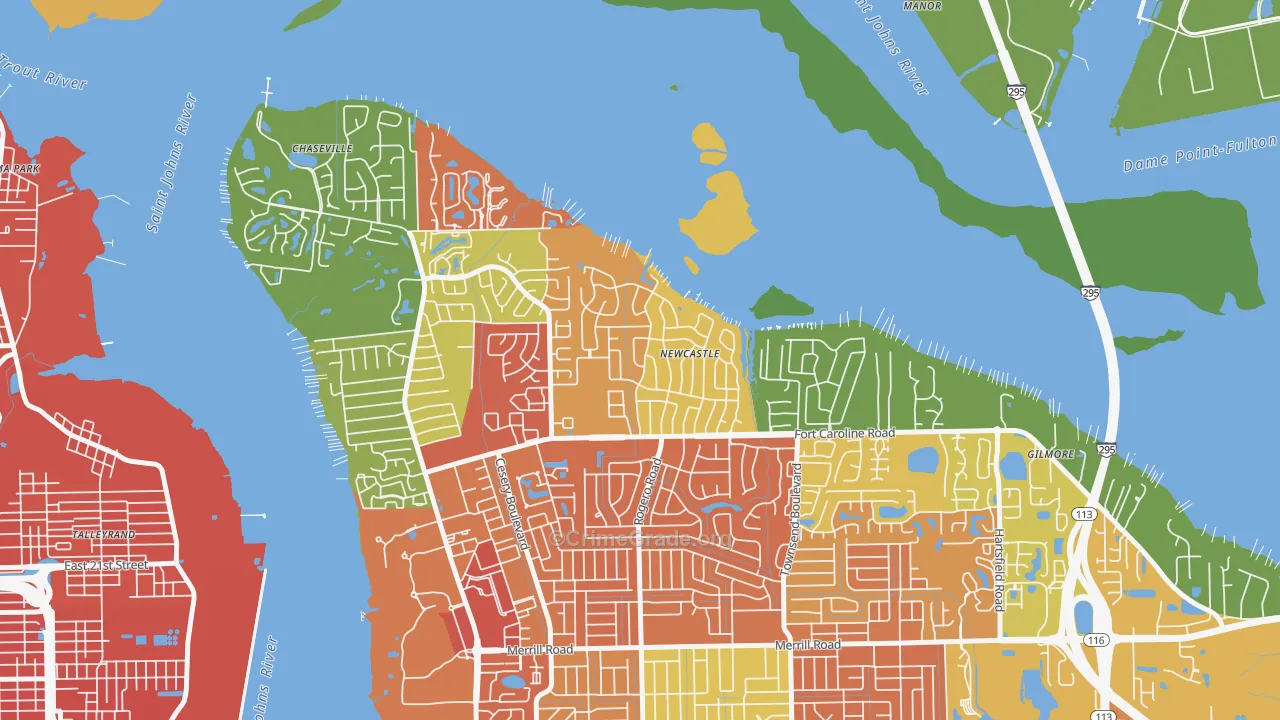 Woodmere, Jacksonville, FL Map of Assault Rates