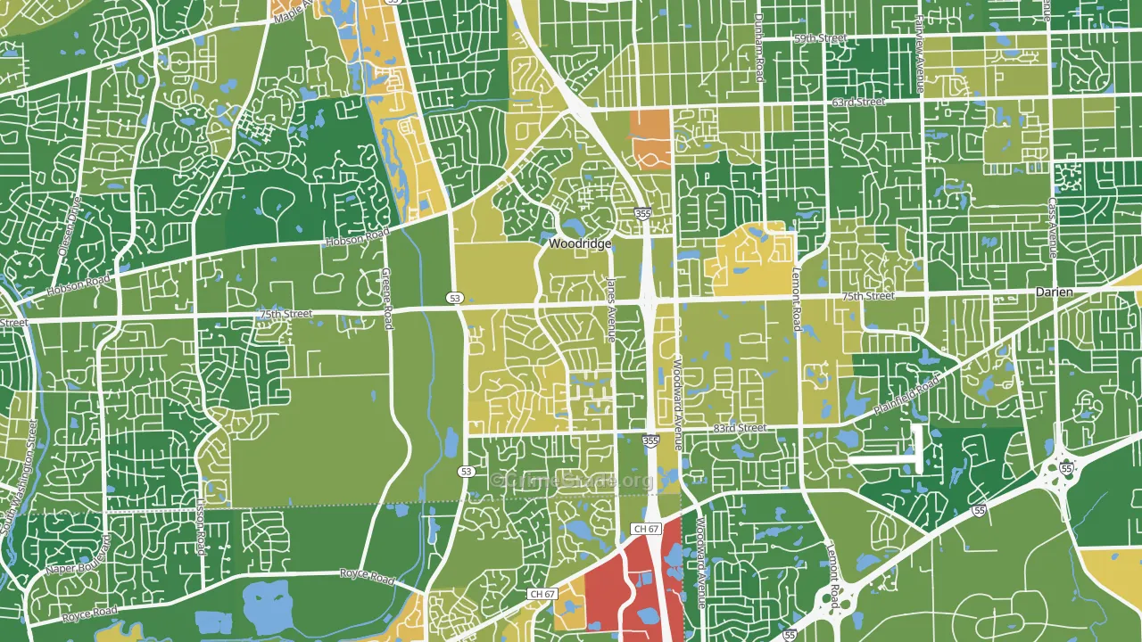 Woodridge, IL Map of Assault Rates