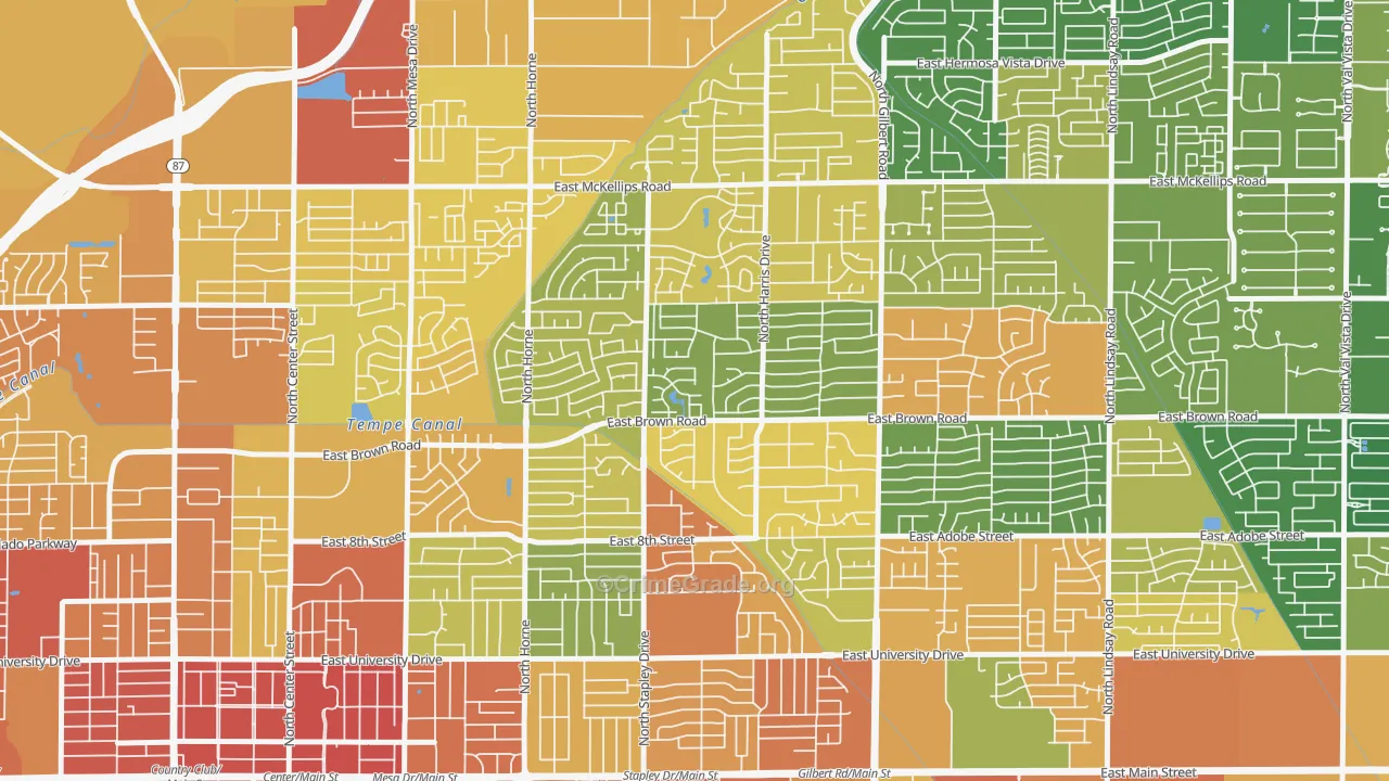 Woodridge Lakes, Mesa, AZ Map of Assault Rates