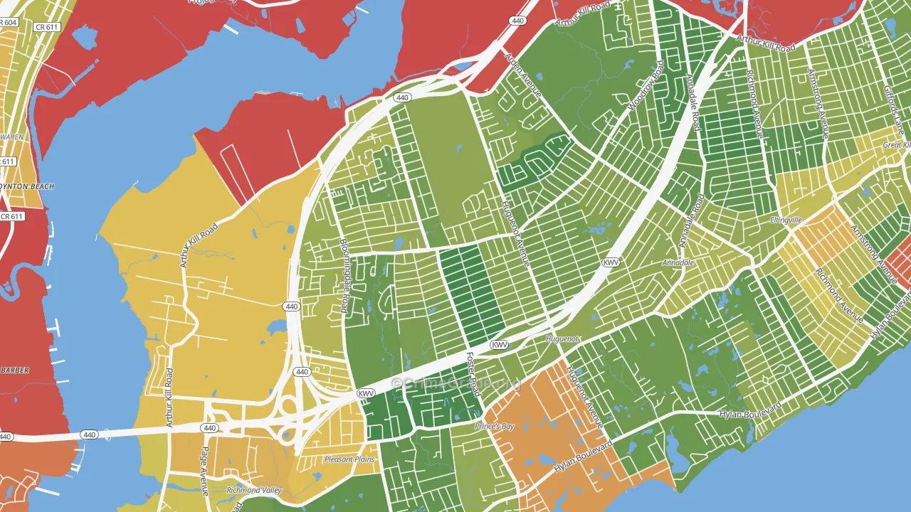 Woodrow, Staten Island, NY Map of Assault Rates