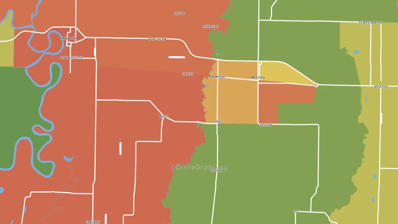 Woodruff County, AR Map of Assault Rates