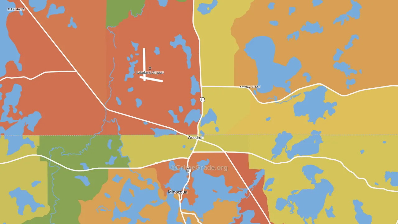 Woodruff, WI Map of Assault Rates