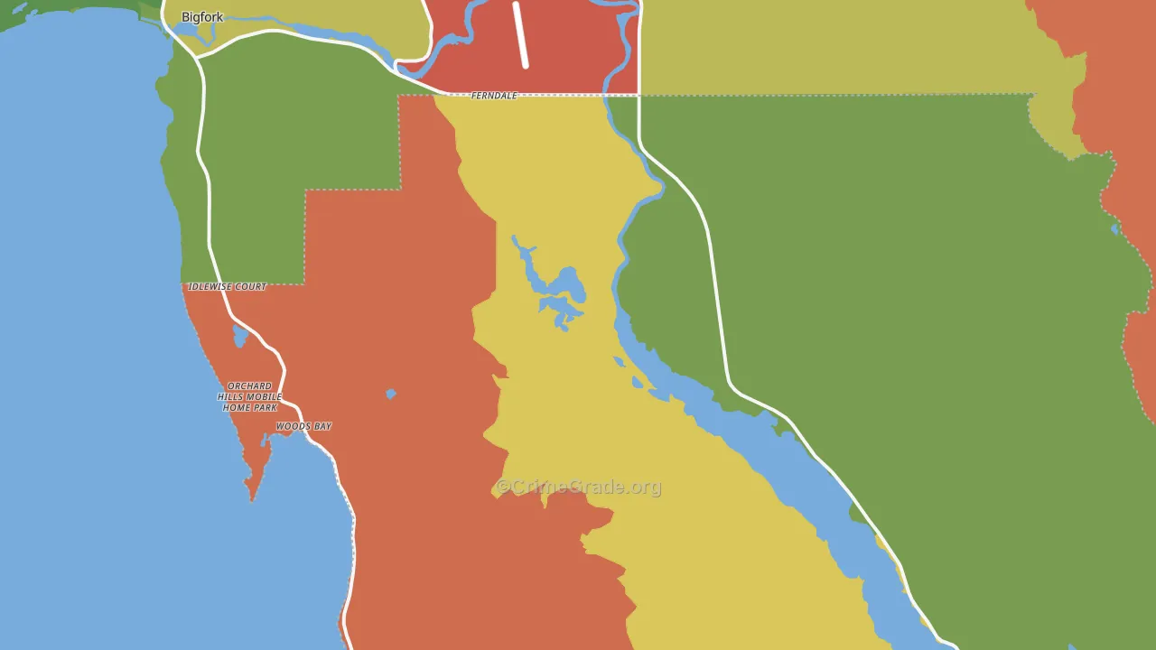 Woods Bay, MT Map of Assault Rates
