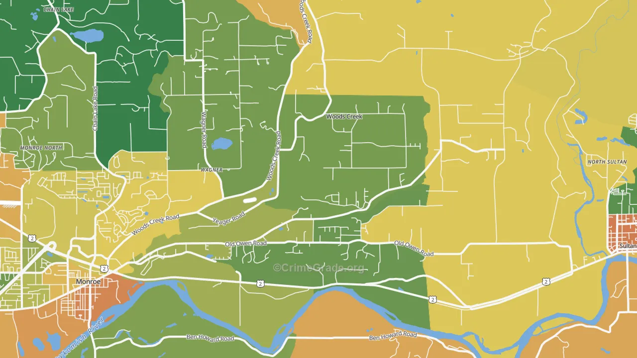 Woods Creek, WA Map of Assault Rates