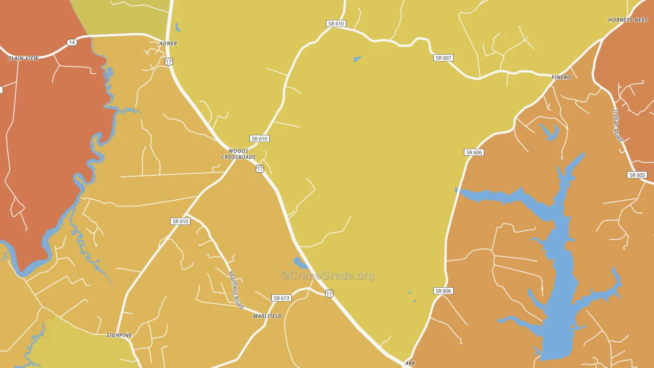 Woods Cross Roads, VA Map of Assault Rates