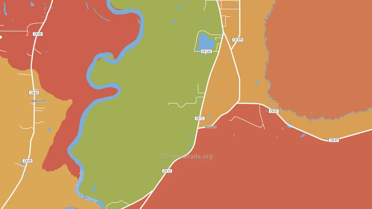 Woods, FL Map of Assault Rates